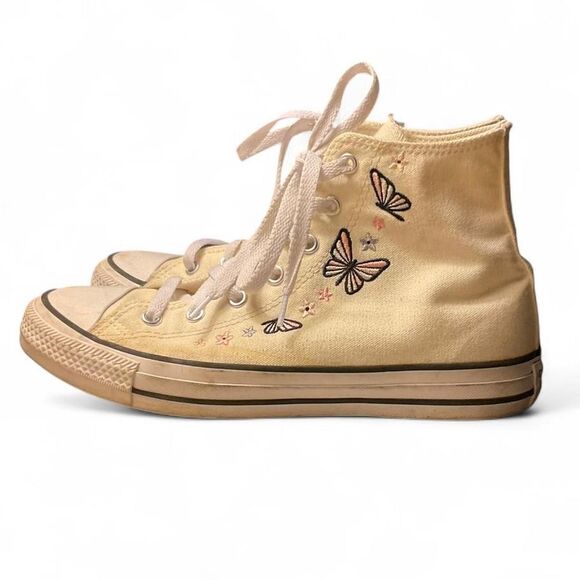 Butterfly Embroidered Converse High Trainers - Picture 1 of 5